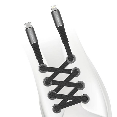 MICRODIA שרוך שחור ExeCable™ 60W USB-C לכבל טעינה וסנכרון Lightning