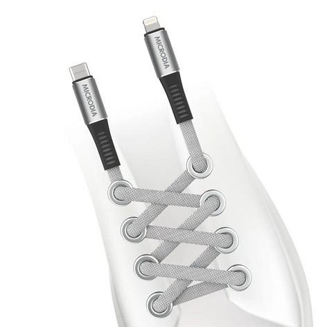 MICRODIA שרוך אפור ExeCable™ 60W USB-C לכבל טעינה וסנכרון Lightning