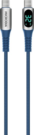 כבל קלוע לסנכרון וטעינה מהירה Microdia ExeCable 60W - חיבור USB Type-C ל-USB Type-C - אורך 1.3 מטר - צבע כחול