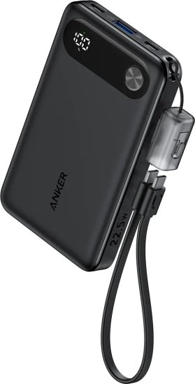 סוללת גיבוי ניידת 10000mAh 22.5W דגם A1257 מבית Anker - צבע שחור