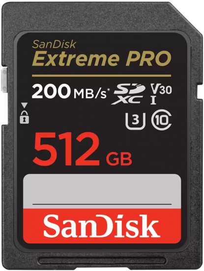 כרטיס זיכרון SanDisk Extreme PRO SDXC UHS-I U3 V30 - דגם SDSDXXD-512G-GN4IN - נפח 512GB
