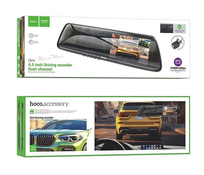Hoco DV4 Mirror Driving Dash Recorder
