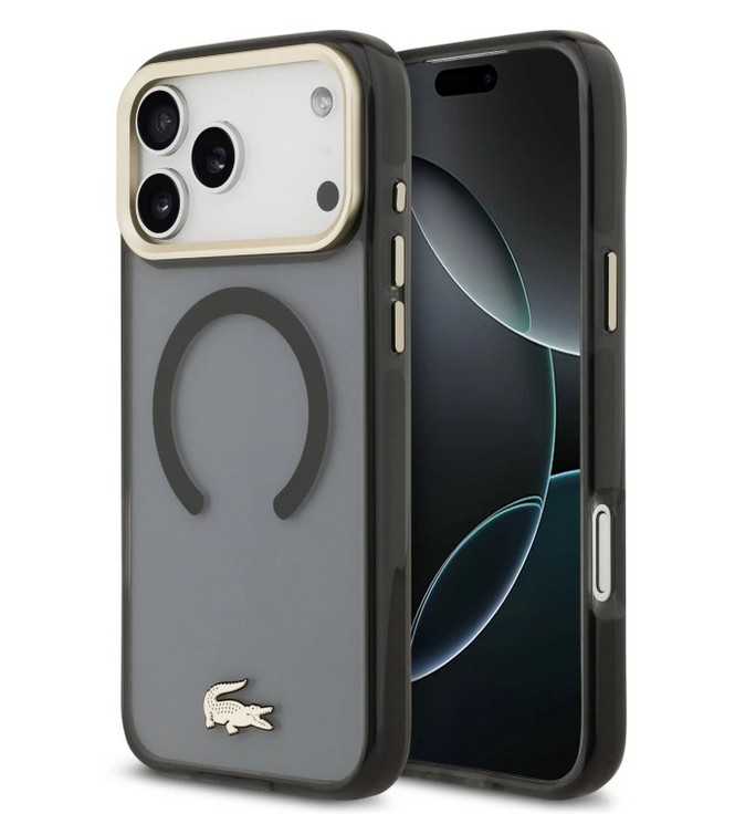 LACOSTE MAGSAFE SHOCKPROOF GOLD LOGO IPH 17 PRO MAX SMOKE