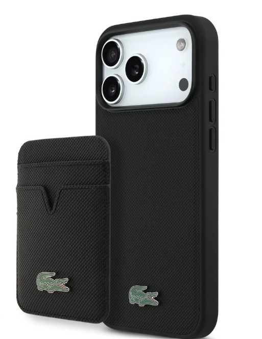 LACOSTE MAGSAFE PIQUE W CARD IPH 17 PRO MAX BLACK