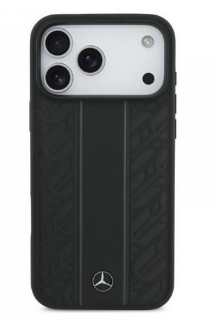 Mercedes Leather Laurel Leaves Stripes MagSafe Case for iPhone 17 Pro Max Black