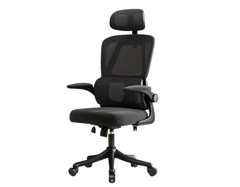 כסא מנהלים פרימיום עם כרית תמיכה ומשענת ראש בצבע שחור - דגם אלפא