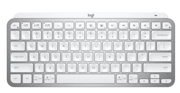 מקלדת מיני אלחוטית בלוטות מוארת Logitech MX Keys Mini - כסוף-לבן