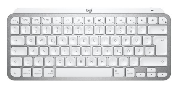 מקלדת מיני אלחוטית בלוטות מוארת Logitech MX Keys Mini - כסוף / לבן - עבור מחשבי MAC