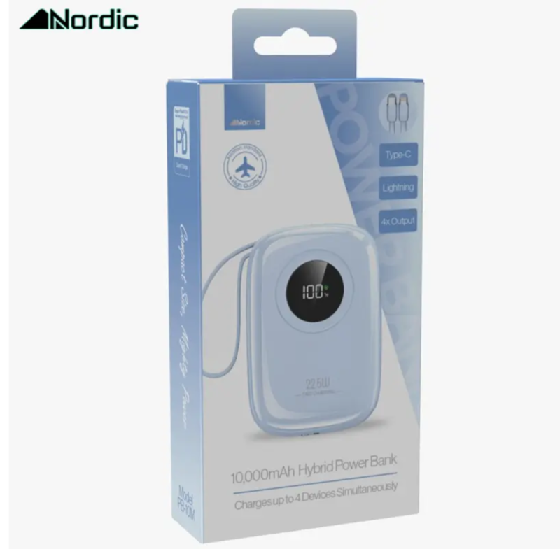 סוללת גיבוי Nordic Blue 10KmAh Fast Charge 22.5W