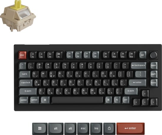 מקלדת מכנית אלחוטית Keychron V1 Ultra 8K RGB - צבע שחור - מתג מכני Banana טקטילי עדין - יבואן רשמי ישפאר