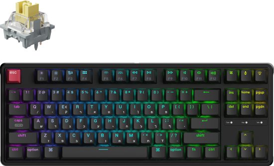 מקלדת מכנית חוטית Keychron C3 Pro 8K QMK RGB - צבע שחור - מתג מכני Banana טקטילי עדין - יבואן רשמי ישפאר