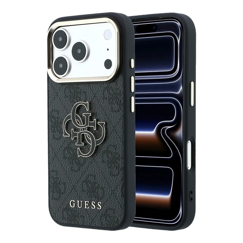 מגן Guess PU Black with Resin Logo for Iphone 17PM/18PM