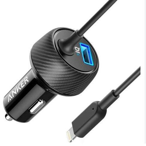 מטען רכב usb port + lightning cable