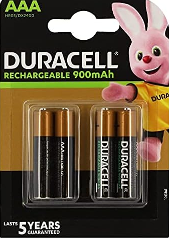 4יחידות סוללות נטענות Duracell AAA