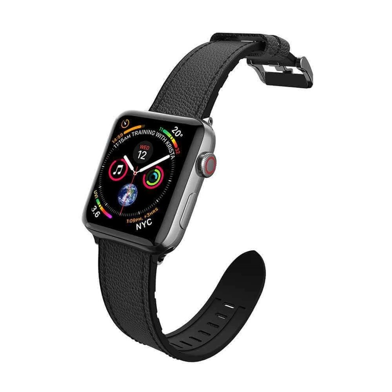 hybirid leather band apple watch black