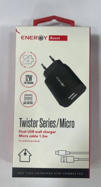 מטען 2.4a energy home charger +cable mic