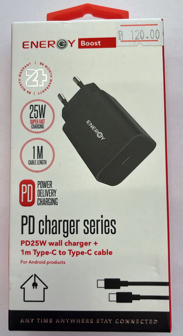 מטעין בית ENERGY PD CHARGER 25W+ C TO C