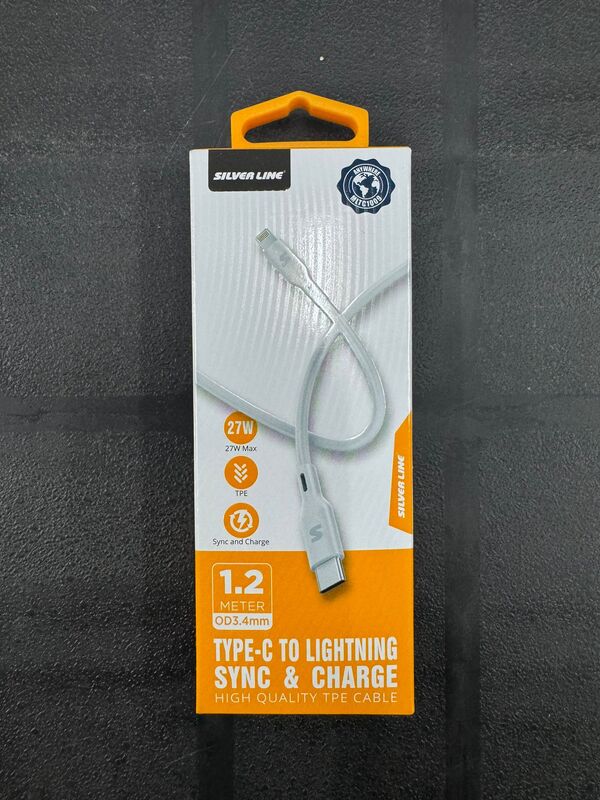 כבל איפון 1.2m 27wלטיפסי silver line