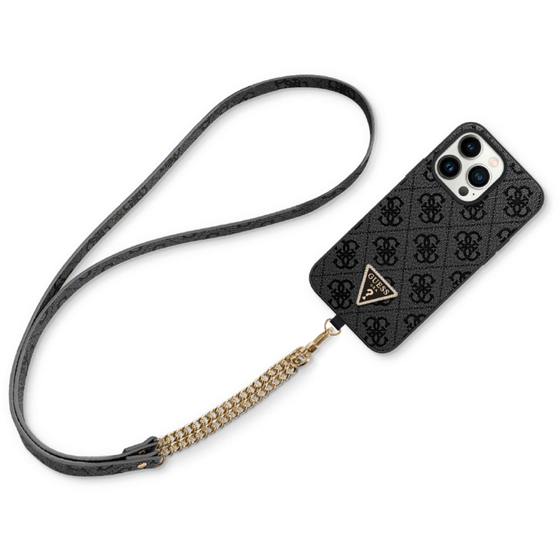 מגן Iph15 PU Metal logo Guess CrossBody - Black