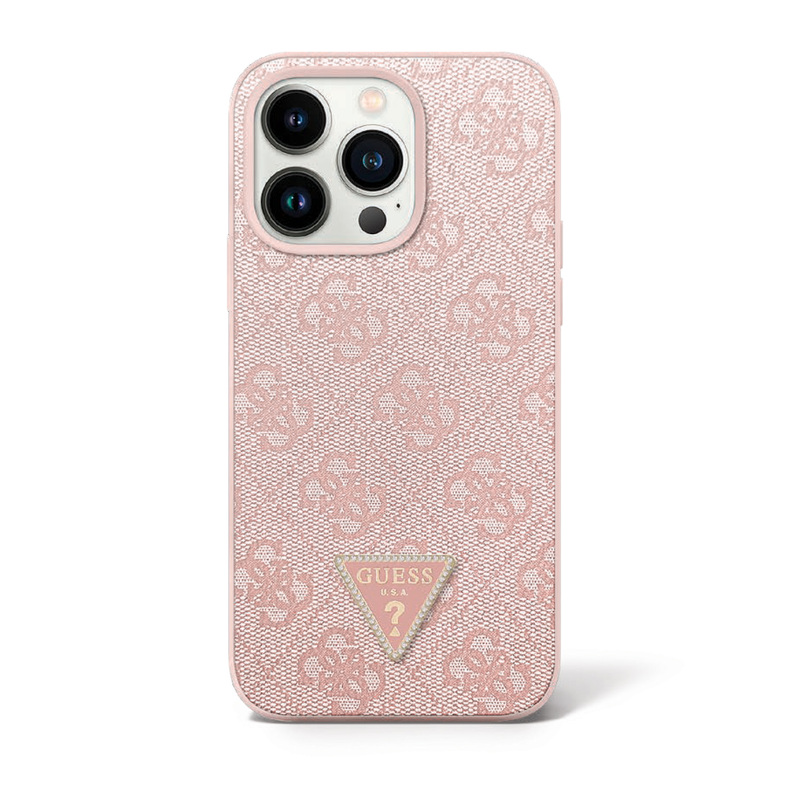 Guess PU Triangle Metal Logo Pink Iph15Pro