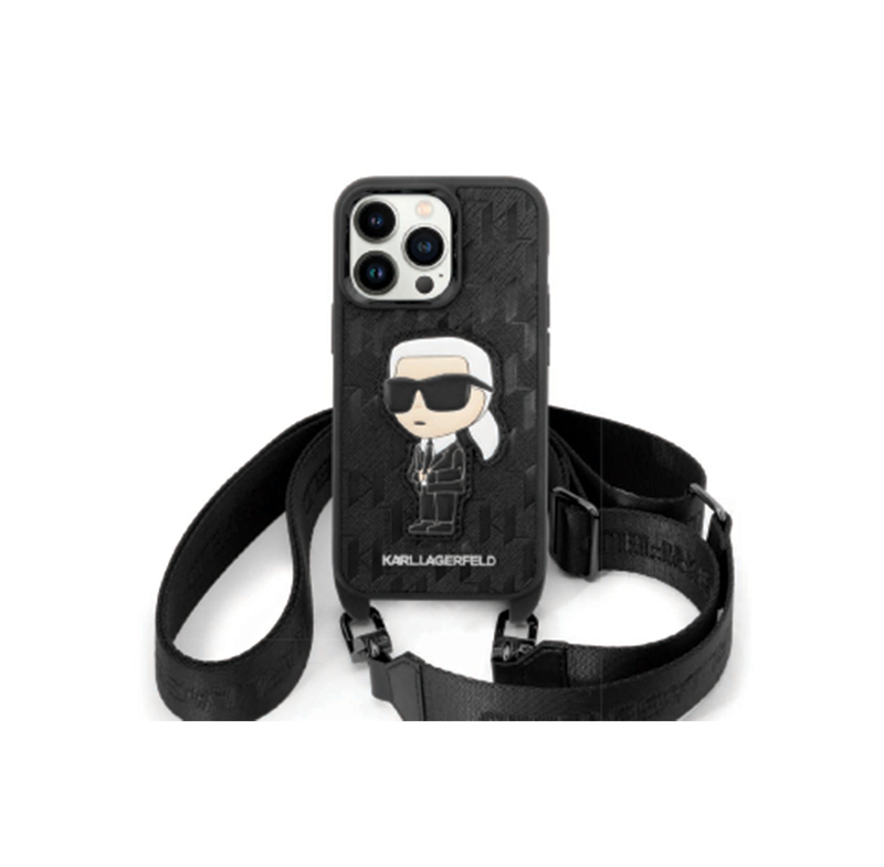 Karl CrossBody Monogram Iph15Pro Black