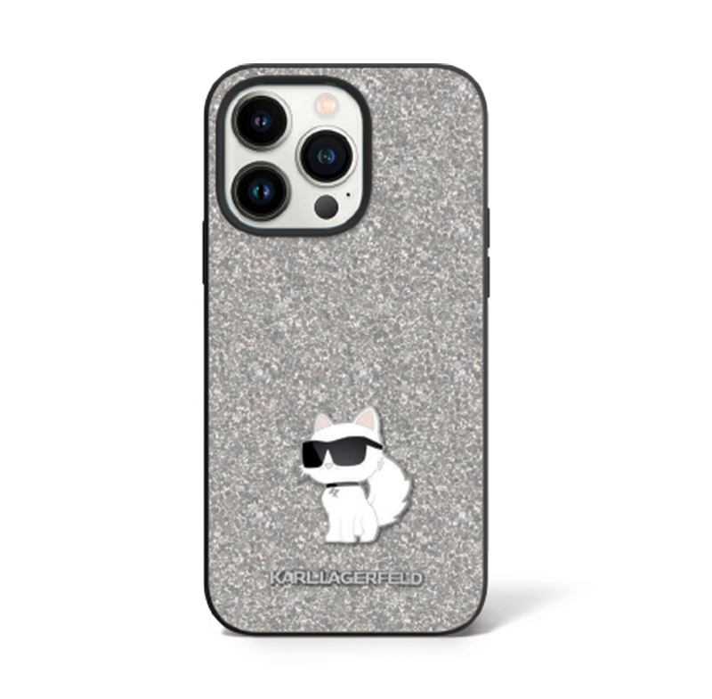Karl Glitter Choupette MetalPin iph15 Silver
