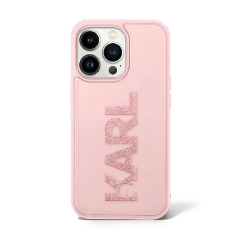 Karl GlitterLogo 3D Print Iph15PM Pink