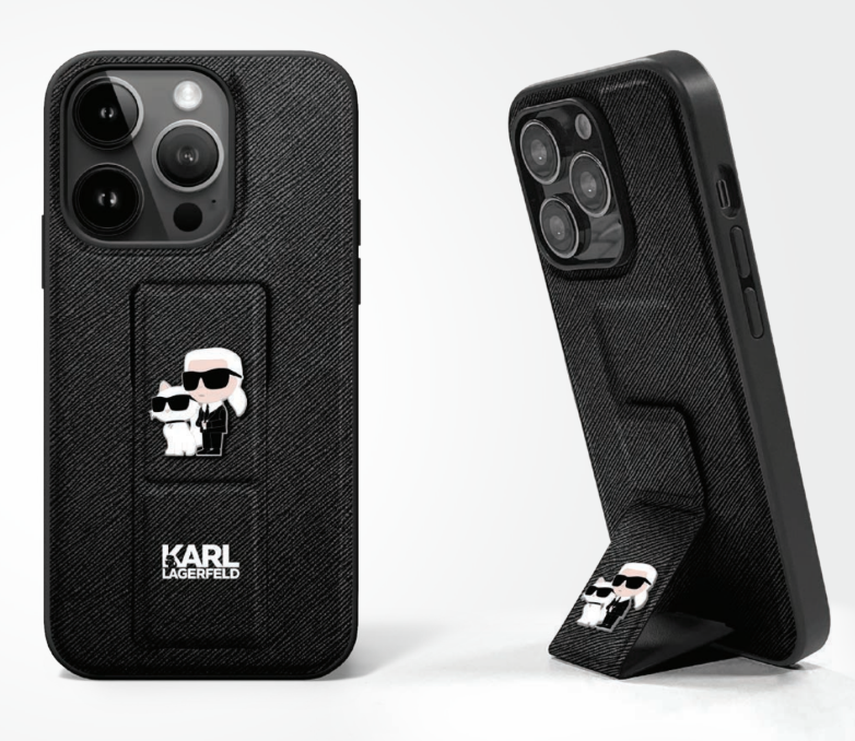 Karl PU Stiffiano Stand Karl&Choupette Iph15 Black
