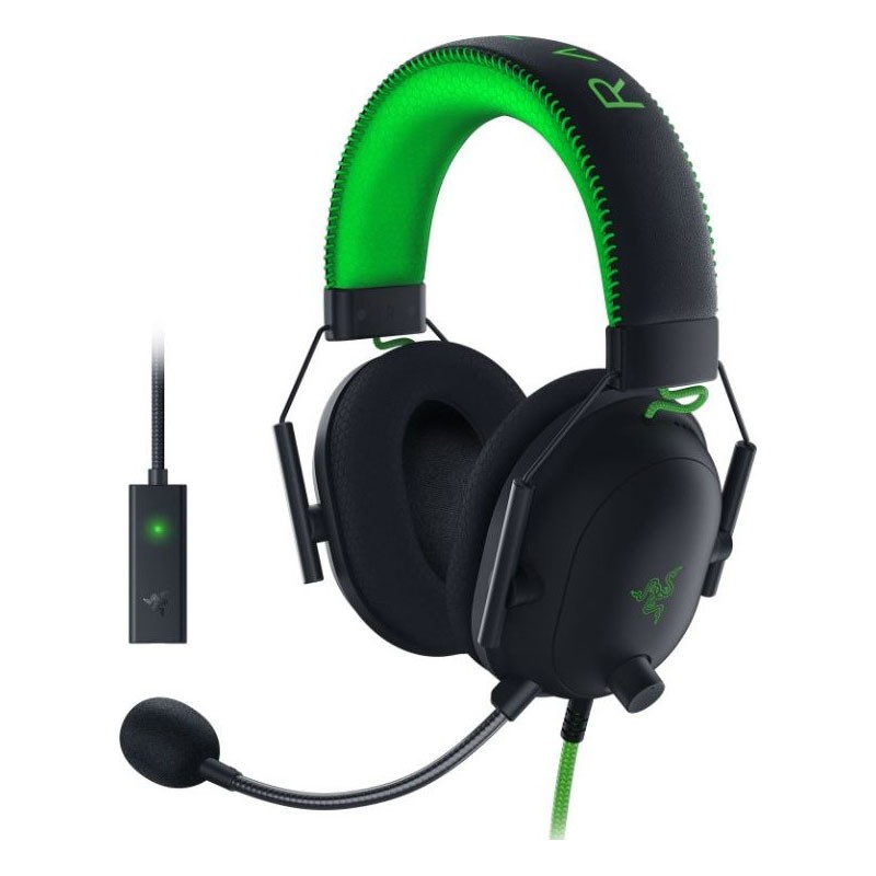 אוזניות גיימינג עם כרטיס קול Razer BlackShark V2 Special Edition USB - צבע שחור / ירוק