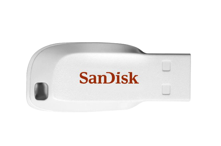 זיכרון נייד SanDisk Cruzer Blade USB - דגם SDCZ50C-016G-B35W - נפח 16GB - צבע לבן