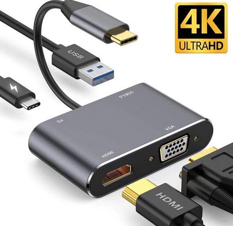 4IN1 4K TYPE C TO PD+HDMI+VGA+USB