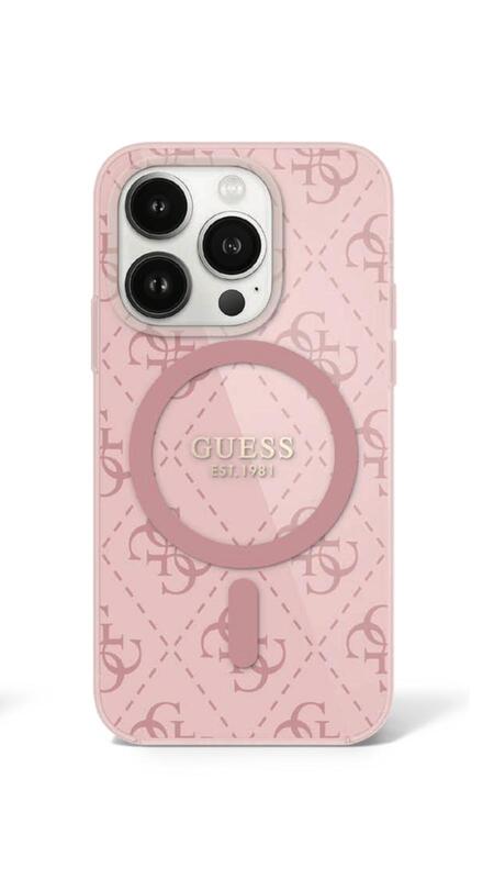 מגן IPH 16 GUESS Magsafe Printed IML Pink