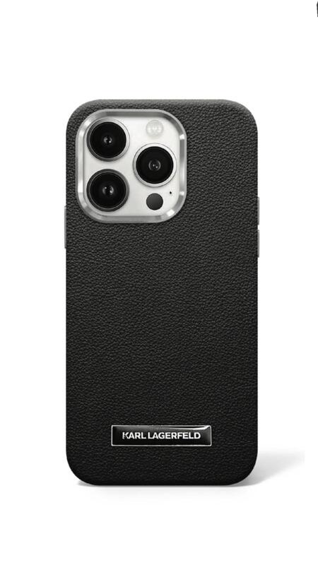 מגן IPH 16ProMax KARL Magesafe Grained PU Logo Black