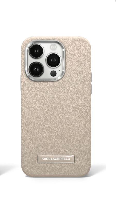 מגן IPH 16Pro KARL Magesafe Grained PU Logo Beige