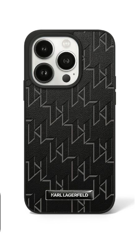 מגן IPH 16 KARL Magesafe Grained PU Logo Black